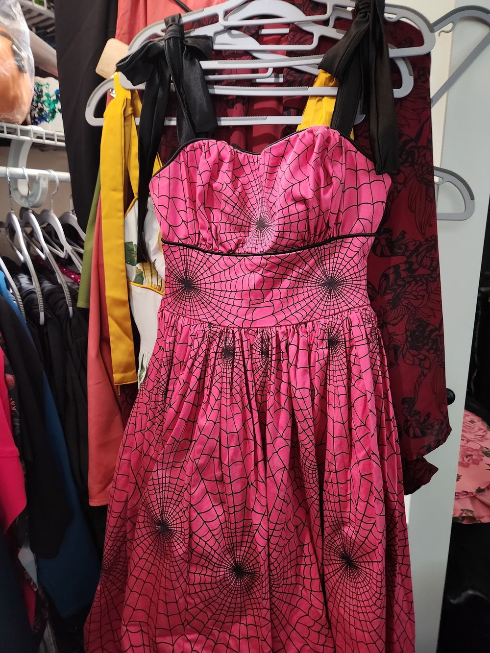 Vixen by Micheline Pitt Hot Pink Spiderweb Fit-and-Flare Dress